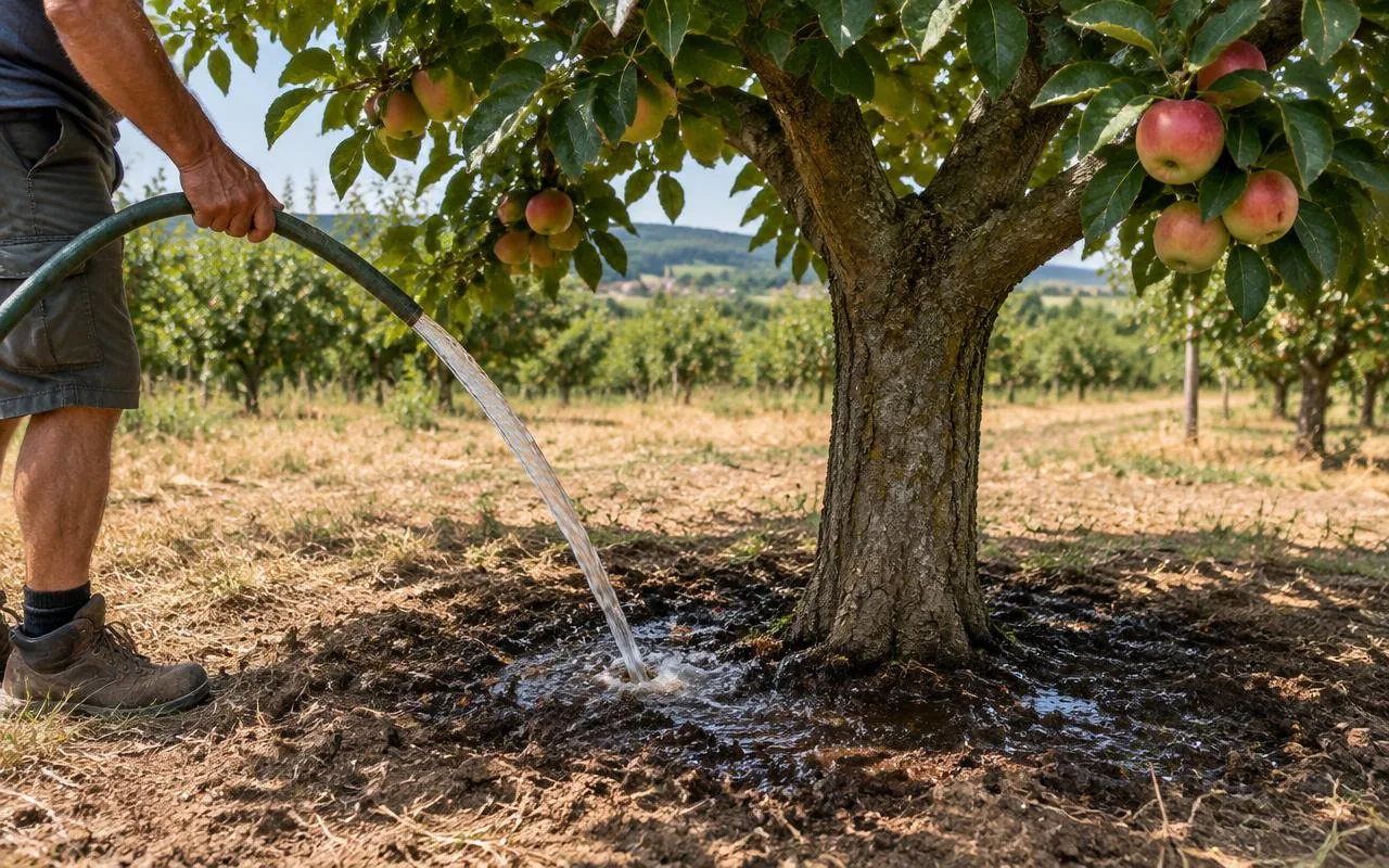 Redaktionelles Motiv zur Anleitung „Obstgehölze bei Trockenheit während Fruchtreife wässern“