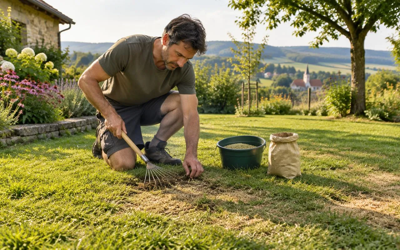 Redaktionelles Motiv zur Anleitung „Sommerschäden im Rasen reparieren“