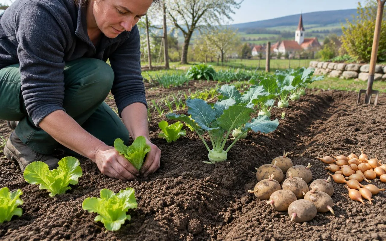 Redaktionelles Motiv zur Anleitung „Salat, Kohlrabi, Kartoffeln und Steckzwiebeln im Erstfrühling pflanzen“